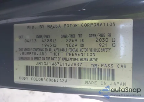 2014 Mazda Mazda6 I Grand Touring from USA, damaged, VIN JM1GJ1W67E1122837